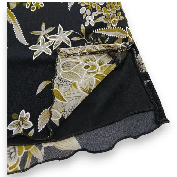 Design Works- Women's Top-Black, Green-White floral- PSMALL-Lined 3/4 Sleeve - Picture 12 of 14